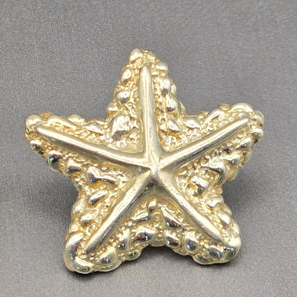 Taxco Sterling Silver Starfish Post Earrings 1" Textured Design TM-90 14.9g - Picture 3 of 7